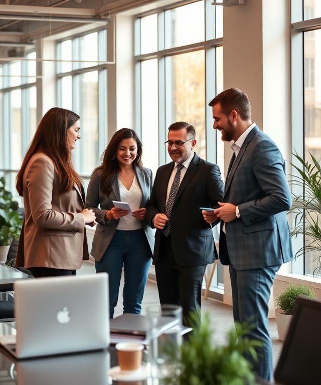 A business team collaborating in a modern office