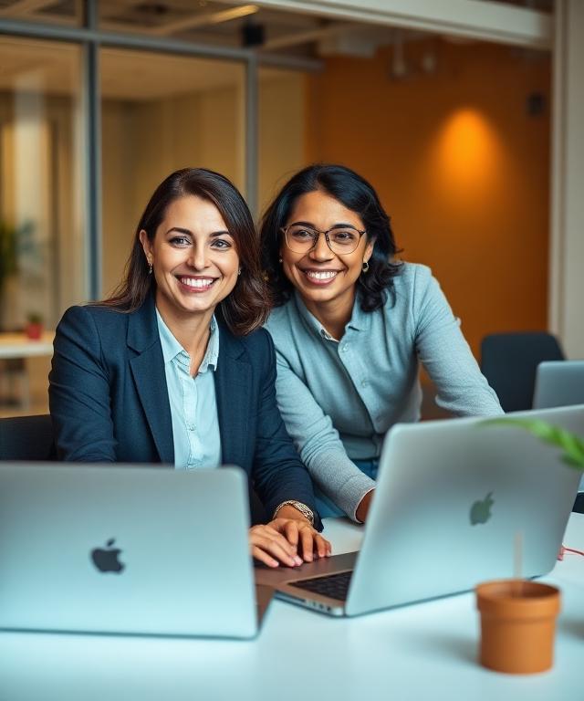 Two professionals working together on a website project